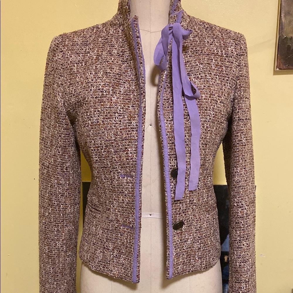 Valentino Elegant Tweed Jacket with Purple Accents